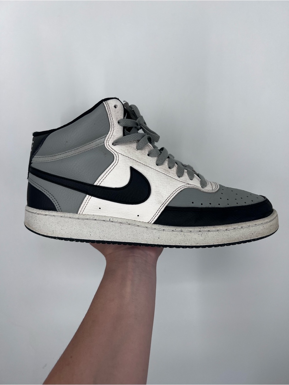 Nike Men’s Court Vision Mid Sneakers Shoes Light Smoke Grey